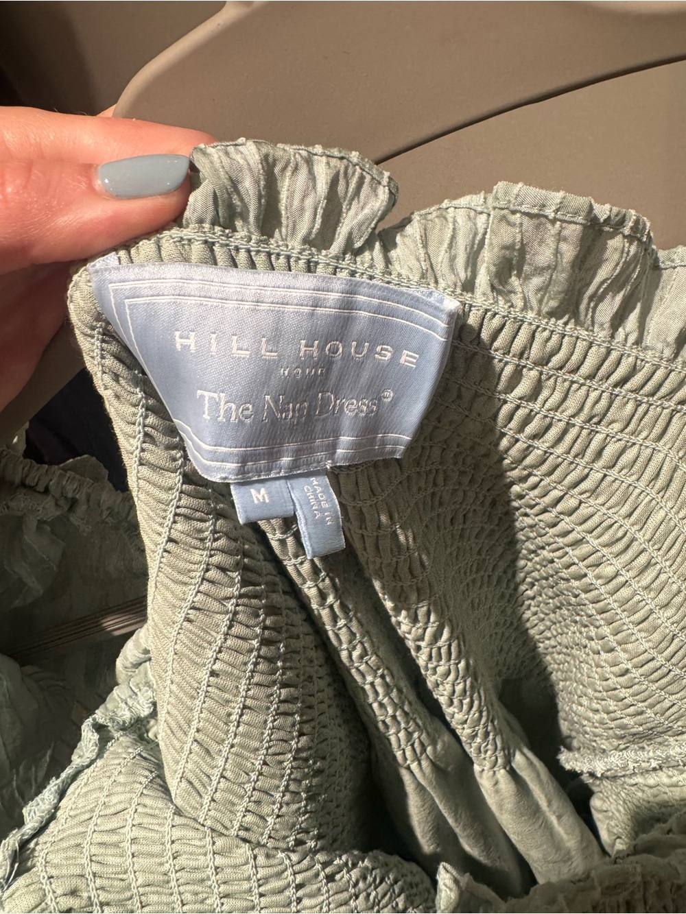 Smocked Sage Green Midi Dress with Puff Sleeves - Picture 7 of 7